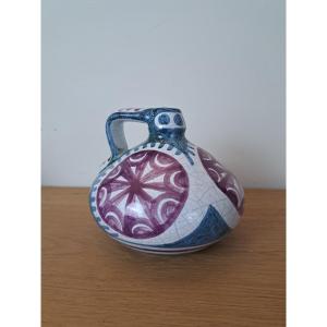 Arcadio Blasco And Carmen Perujo, Ceramic Pitcher, Signed, Spain, 1970s. 