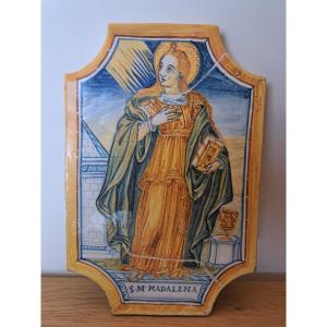 Saint Mary Magdalene, Italian Majolica, Devotional Plaque, 17th/18th Century. 