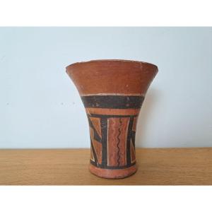 Pre-columbian Art, Kero, Geometric Motifs, Terracotta, 800/1100 Ad. 