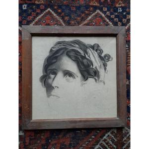 d'Après l'Antique , Portrait De Femme , Esquissé , Dessin , XIX°. 