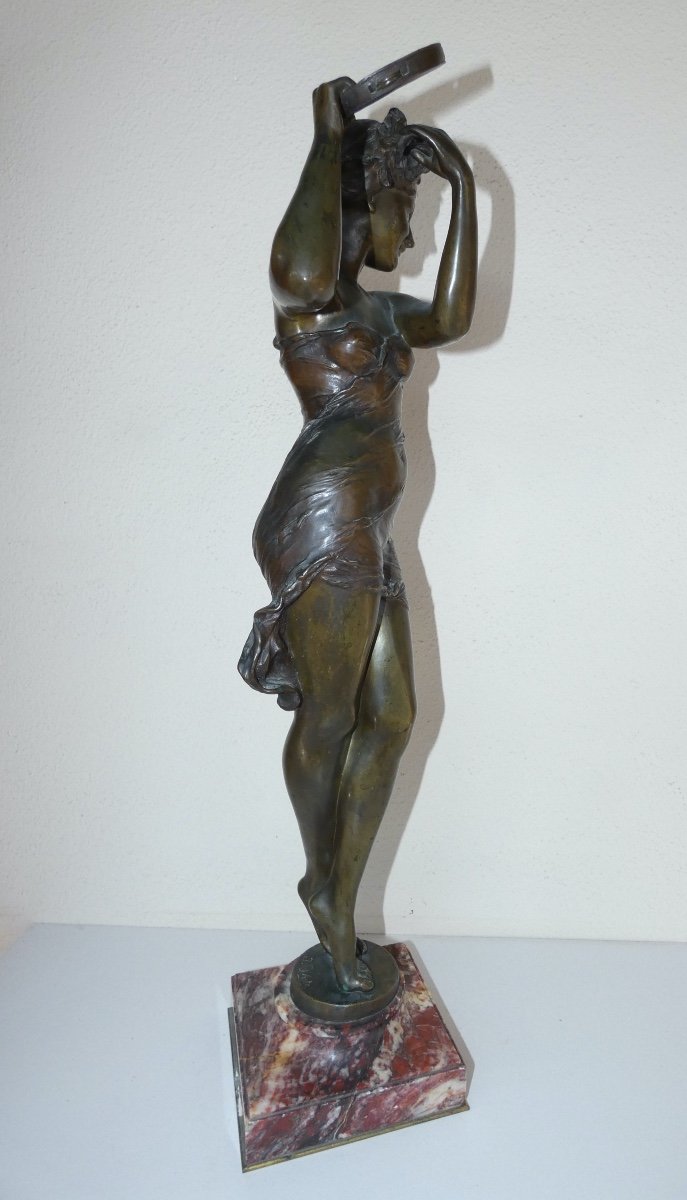 Sculpture En Bronze Representant Une Danseuse Sur Socle Signée J D'Aste - Art Nouveau-photo-4