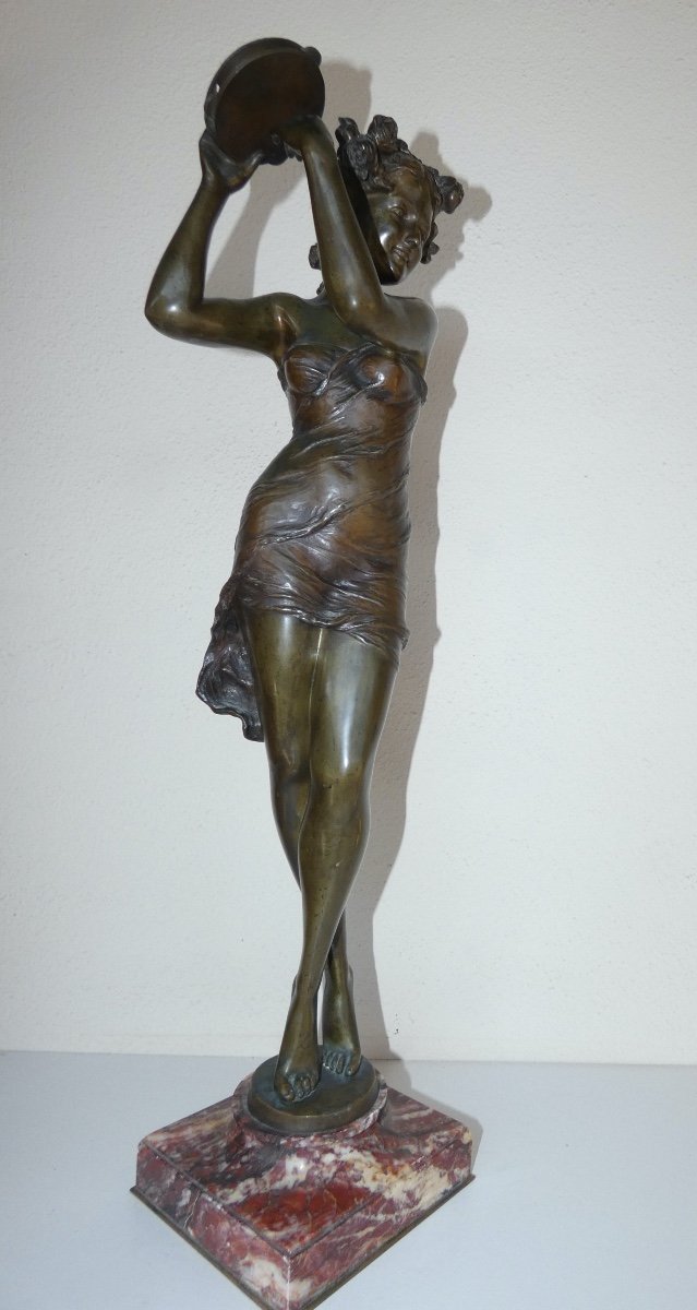 Sculpture En Bronze Representant Une Danseuse Sur Socle Signée J D'Aste - Art Nouveau-photo-2