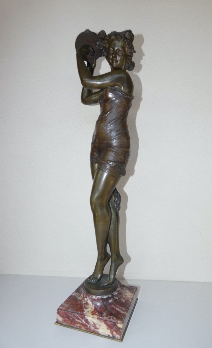 Sculpture En Bronze Representant Une Danseuse Sur Socle Signée J D'Aste - Art Nouveau-photo-3