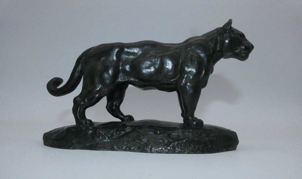 Bronze Sculpture Signed Barye Barbedienne The Jaguar