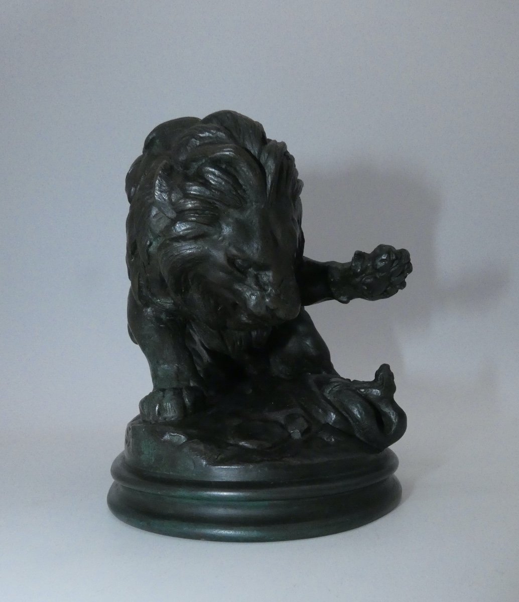 Bronze Sculpture Signed Barye The Lion With The Serpent-photo-5