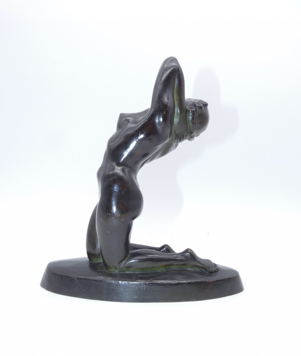 Sculpture En Bronze Representant Une Femme Signee L. Alliot Art Deco Art Nouveau-photo-3