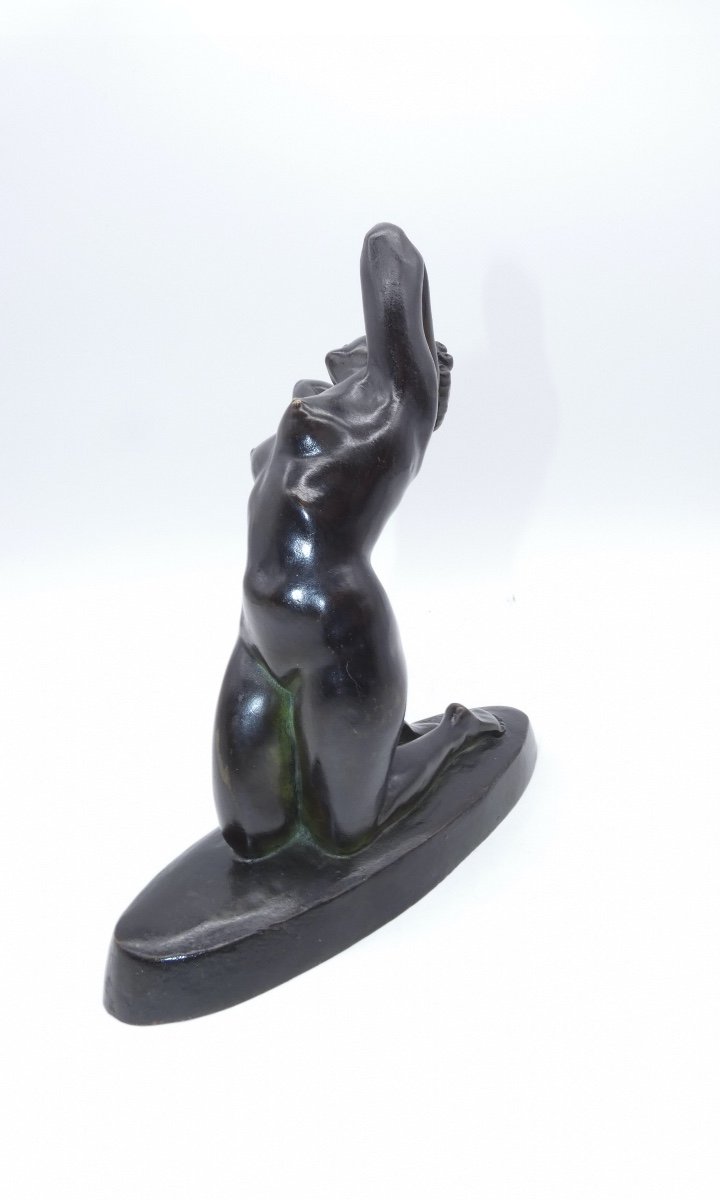 Sculpture En Bronze Representant Une Femme Signee L. Alliot Art Deco Art Nouveau-photo-4