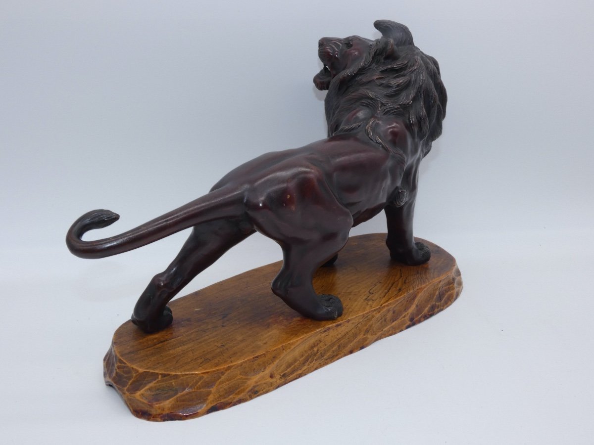 Sculpture En Bronze Japonaise Representant Un Lion Meiji-photo-4