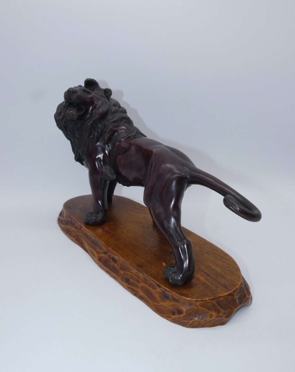 Sculpture En Bronze Japonaise Representant Un Lion Meiji-photo-2