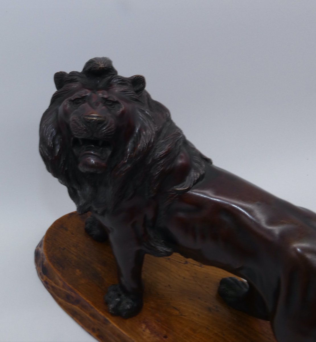 Sculpture En Bronze Japonaise Representant Un Lion Meiji-photo-3