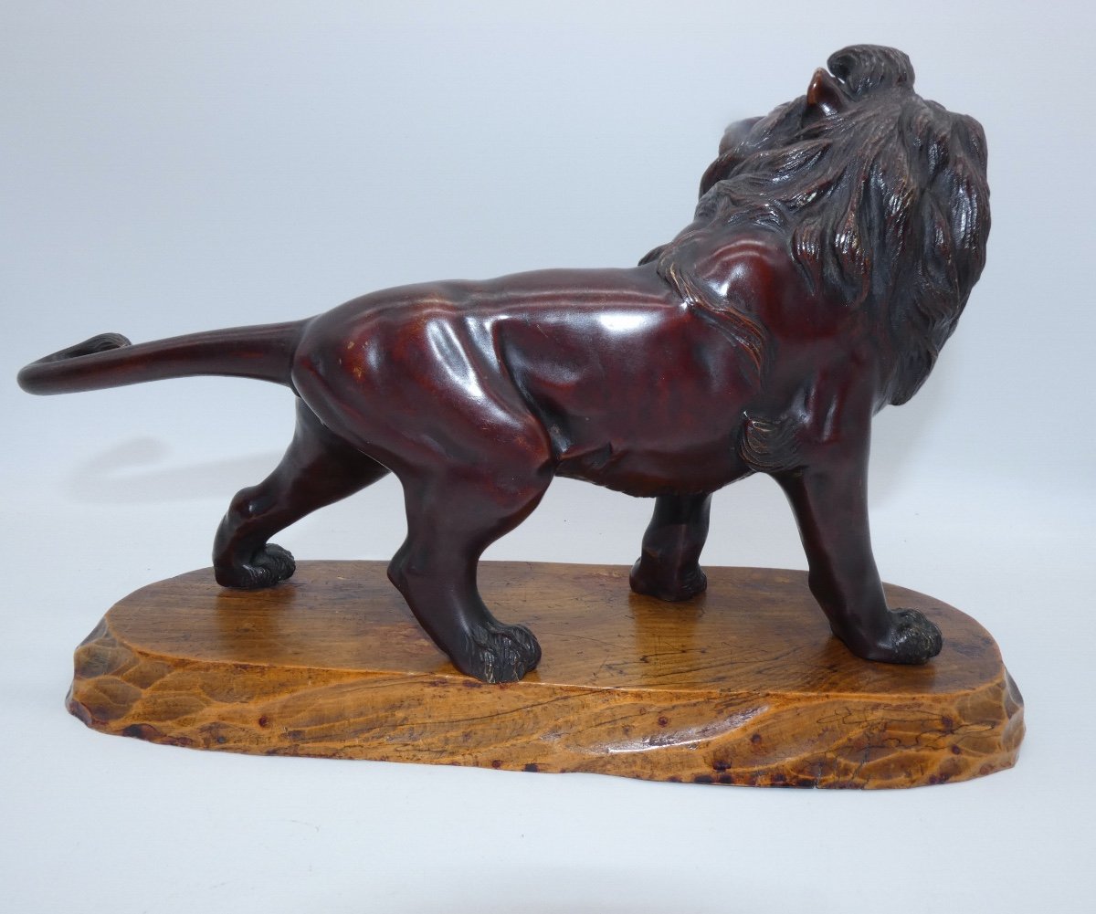 Sculpture En Bronze Japonaise Representant Un Lion Meiji-photo-7