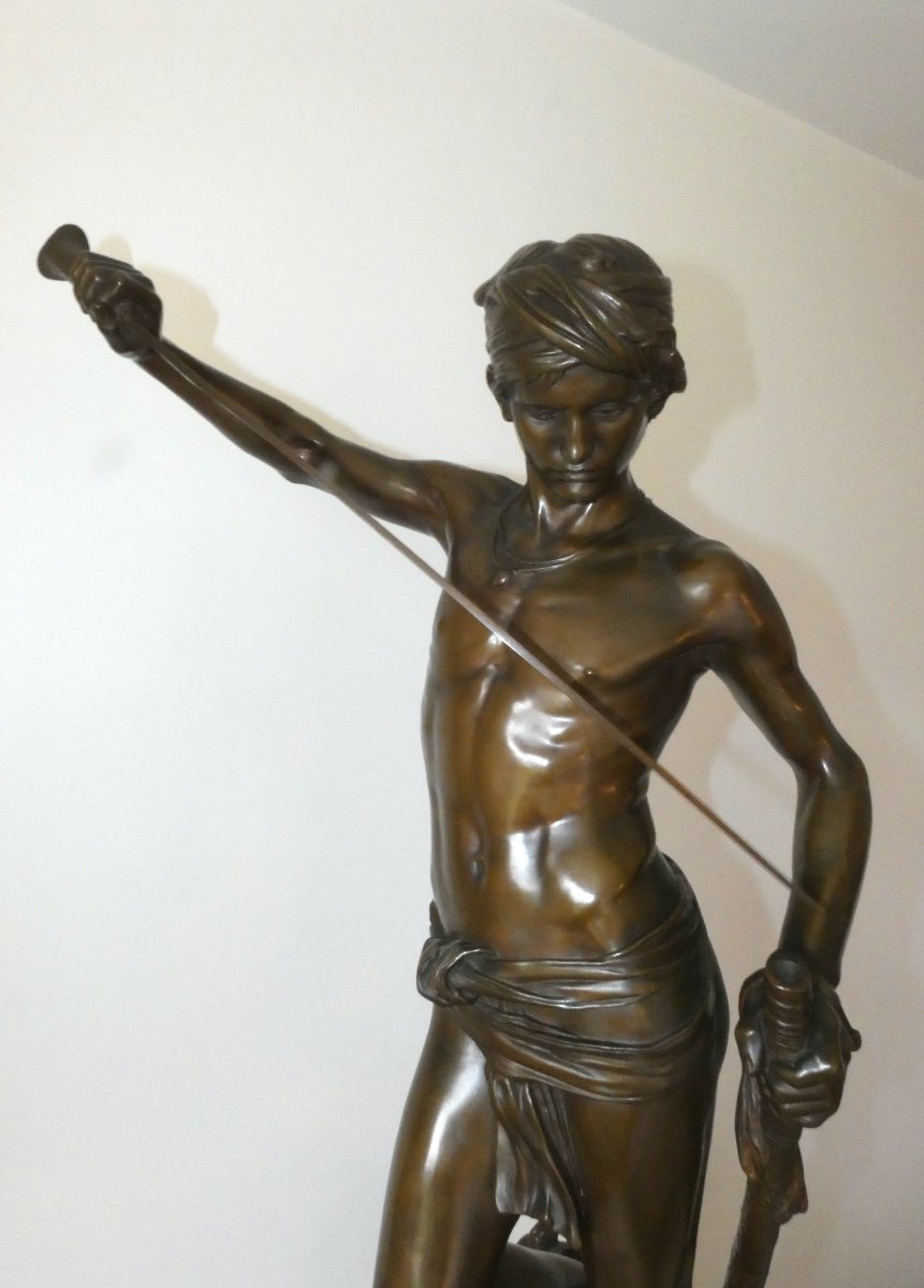 Bronze Sculpture Signed Mercie Foundryman Barbedienne Representing David And Goliath-photo-4