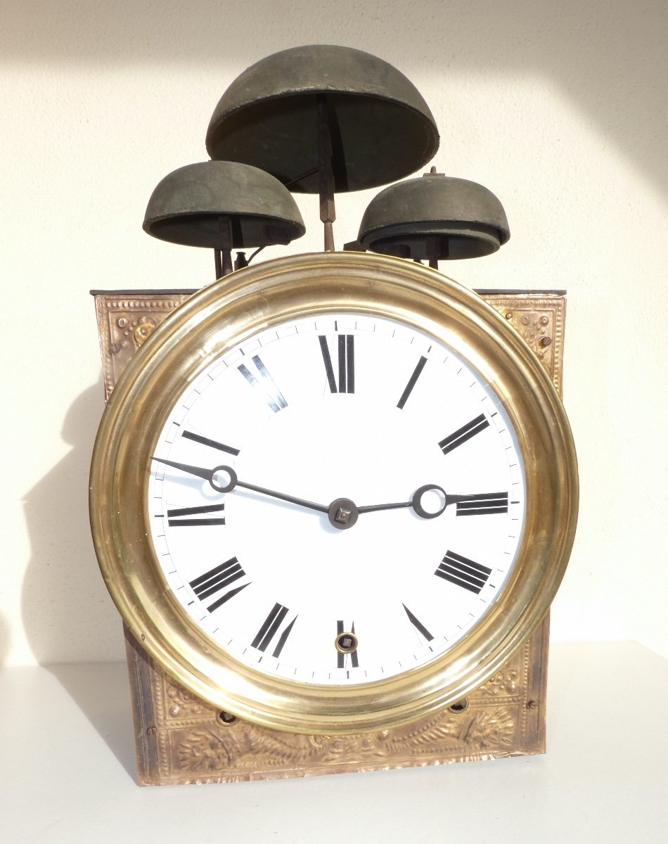 Pendulum Clock Comtoise Grande Sonnerie With 4 Bells Peg Escapement