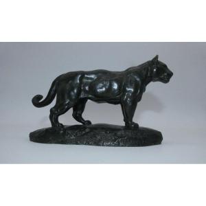 Sculpture En Bronze Signee Barye Barbedienne Le Jaguar