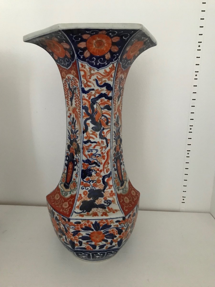 Magnifique Grande Paire De Vases En Porcelaine D Imari-photo-3