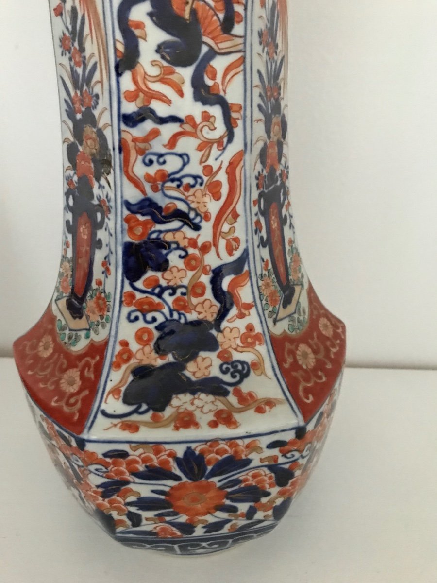 Magnifique Grande Paire De Vases En Porcelaine D Imari-photo-4