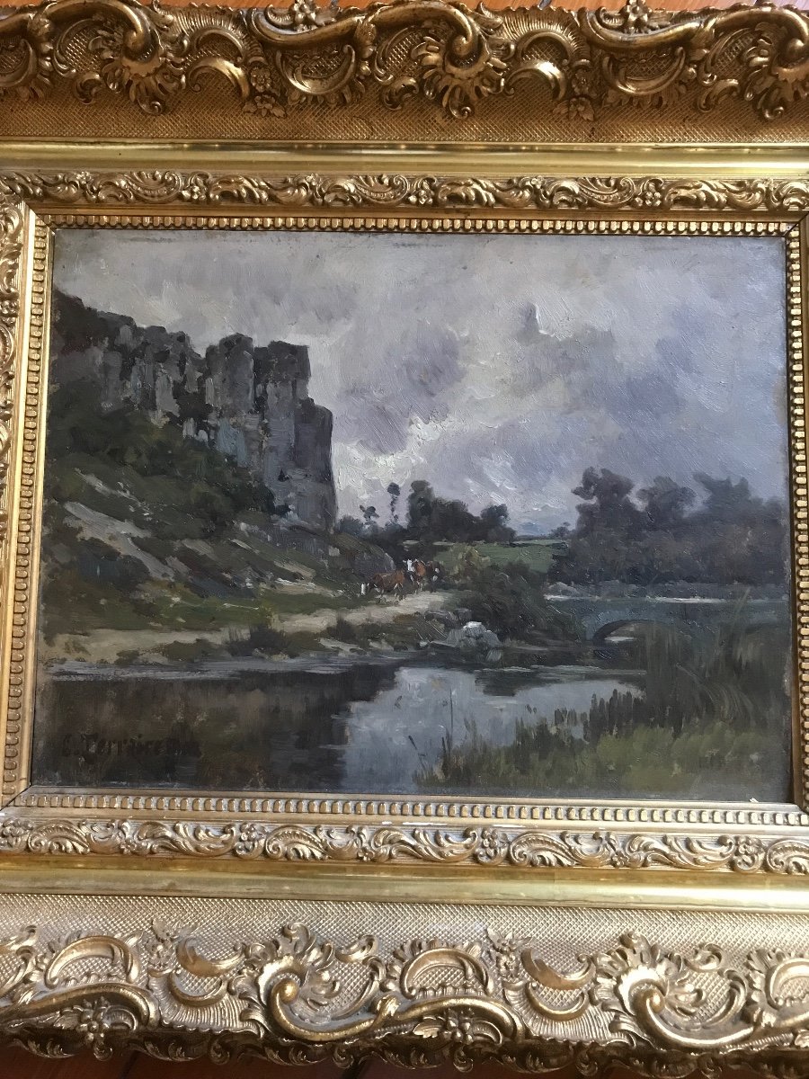 Oil On Panel Signed Clovis Terraire-photo-3