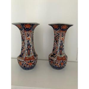 Magnificent Large Pair Of Imari Porcelain Vases