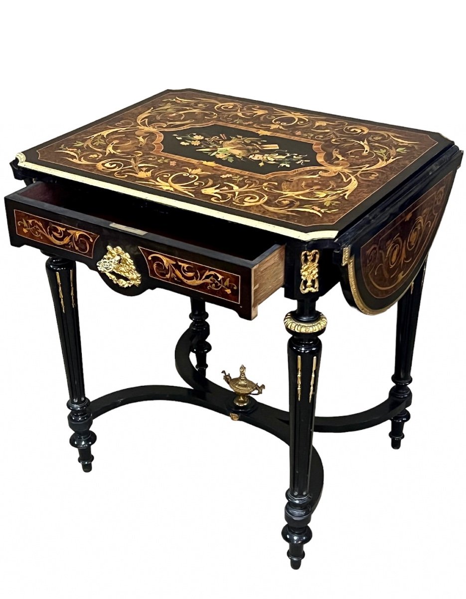 Table Bureau De Salon Napoléon III En Marqueterie De Style Louis XVI-photo-3