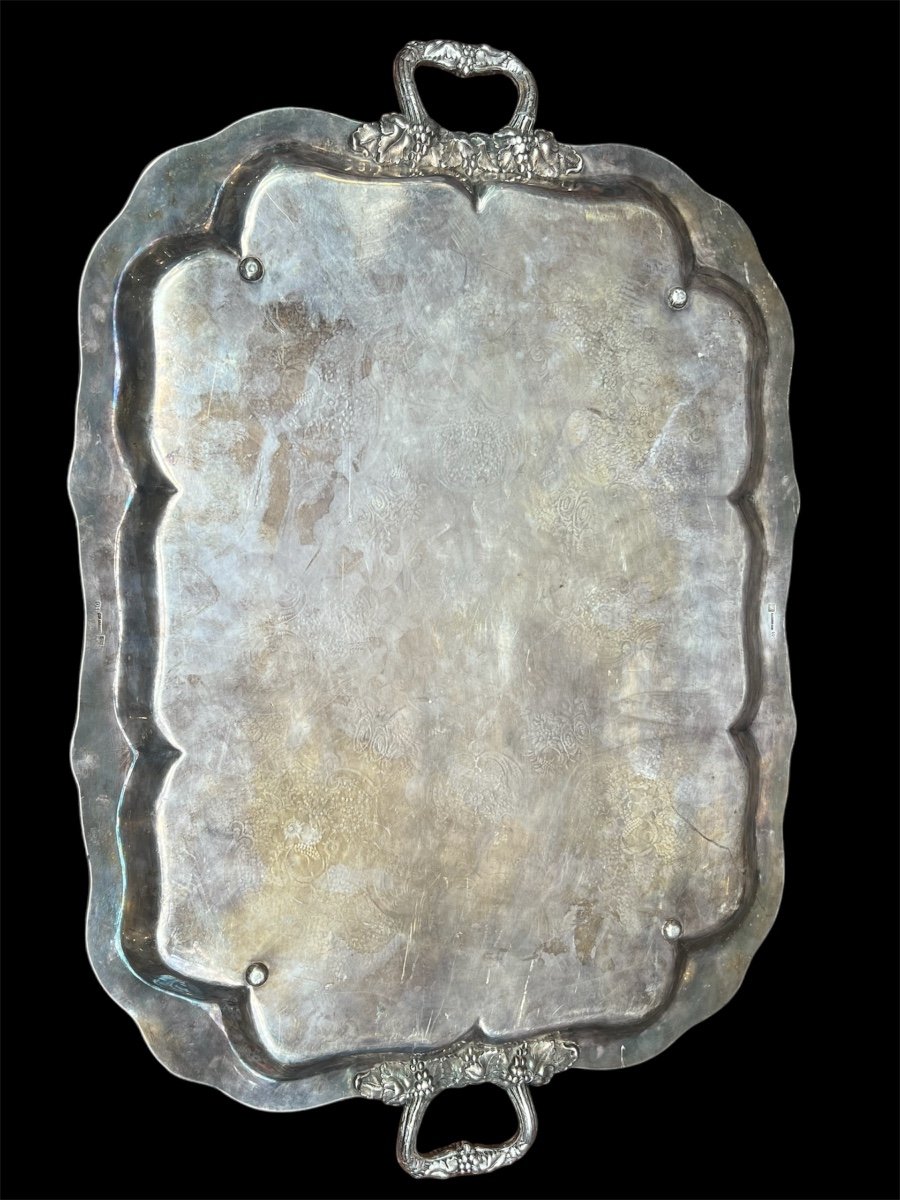 Louis XV Style Silver Metal Tray-photo-3