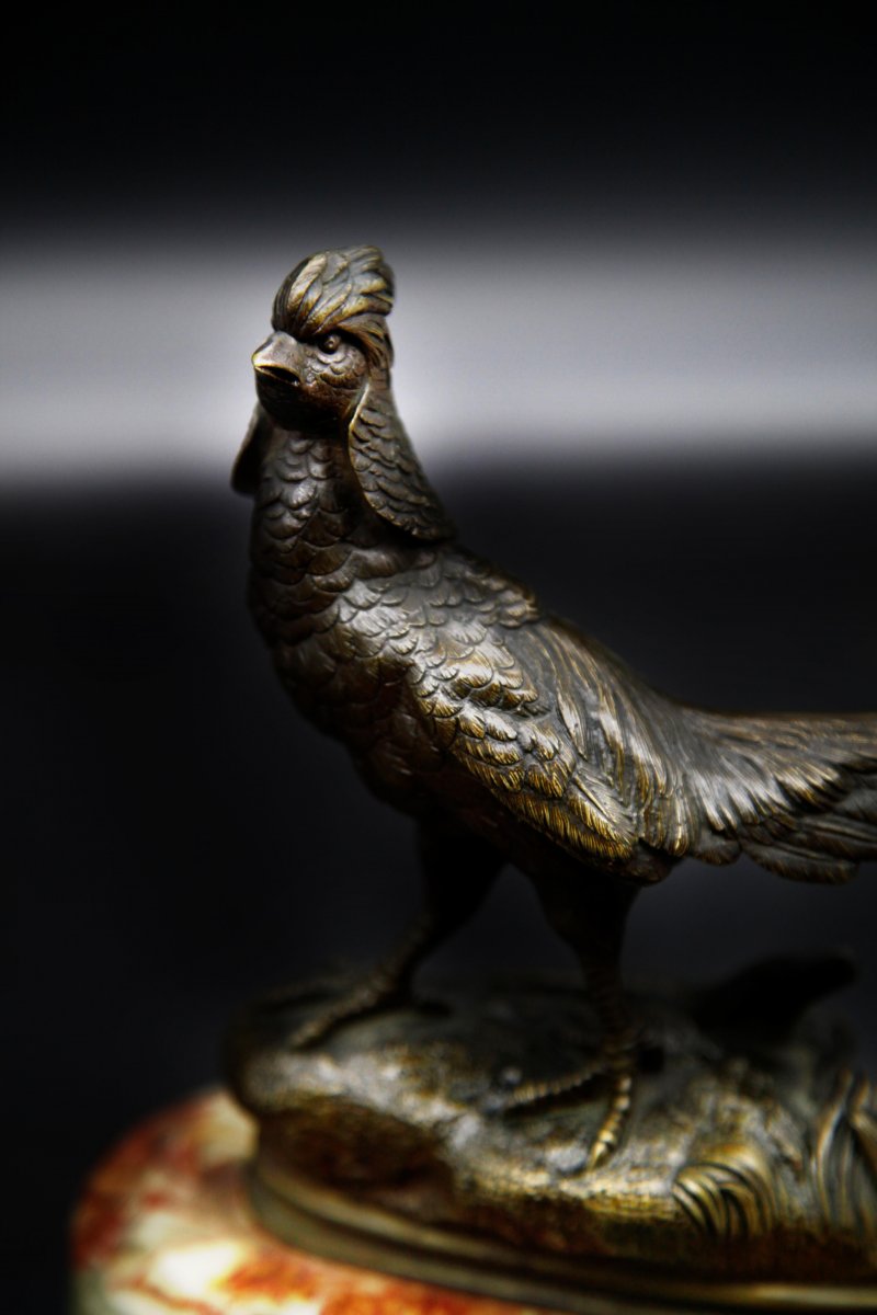 Bronze XIX - Venerated Pheasant On Base-photo-3