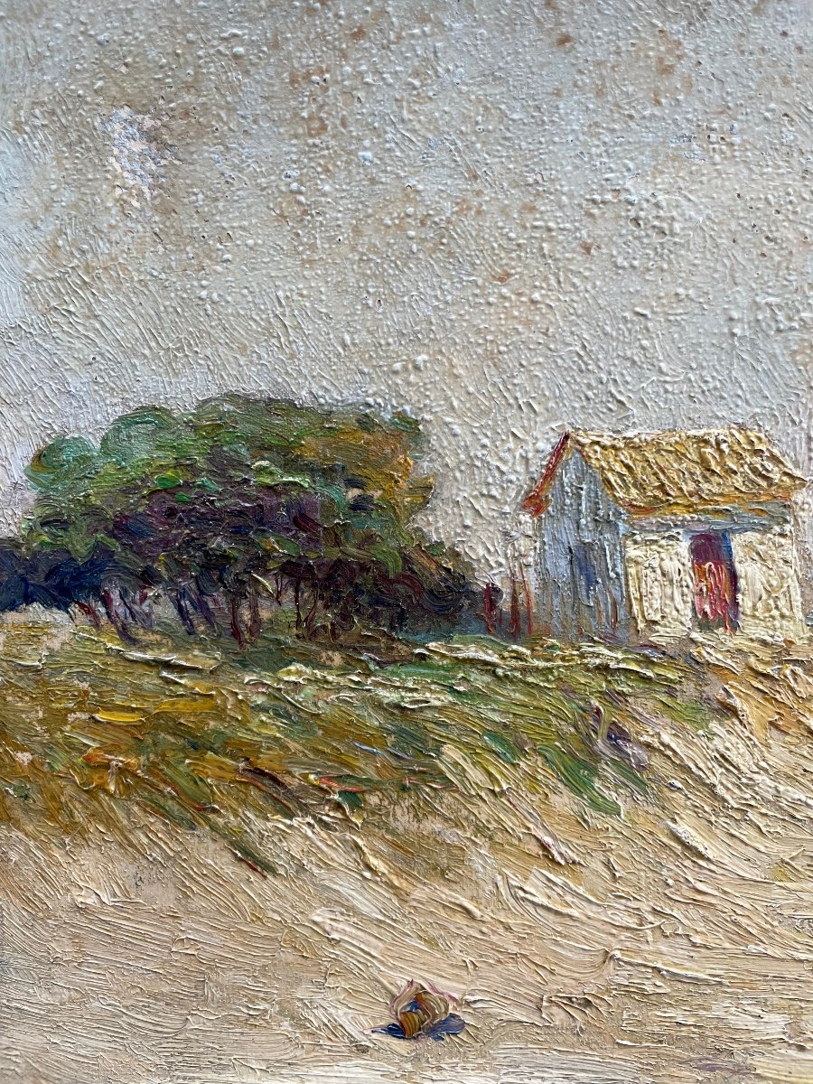 Léon Galand Oil On Canvas Lively Seaside-photo-4