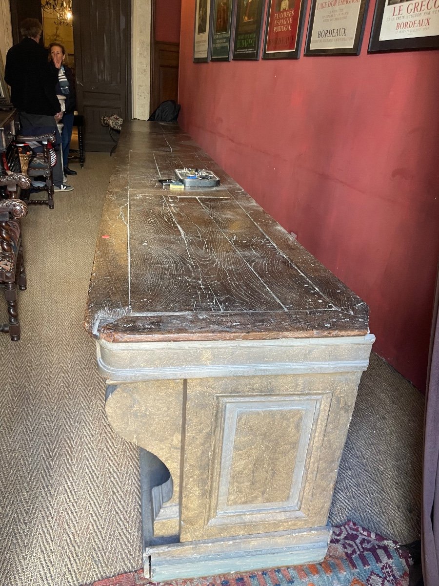 Very Large Store Counter In Oak Faux Marble -photo-4