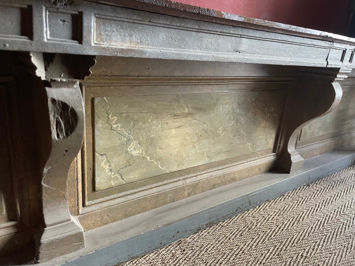 Very Large Store Counter In Oak Faux Marble -photo-6