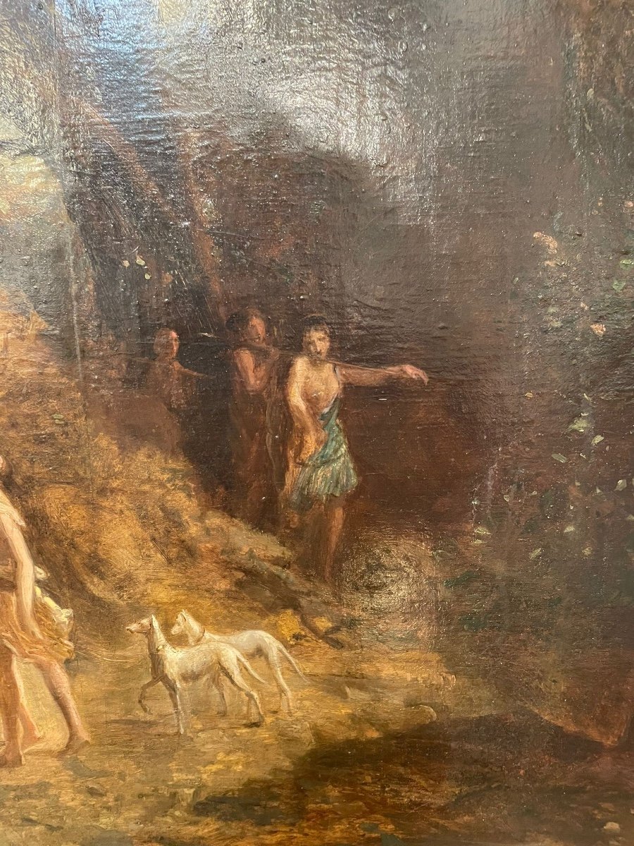 Large Painting After Corot “le Bain De Diane”-photo-4