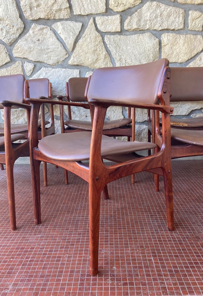 6 Rosewood Armchairs By Erik Buch For Od Møbler