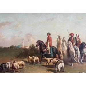 Henri Van Wyk Horsemen In An Orientalist Landscape 