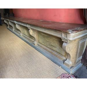 Very Large Store Counter In Oak Faux Marble 