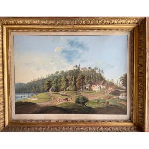 Pair Of Gouaches Early 19th Century Königstein Fortress And Landscape 