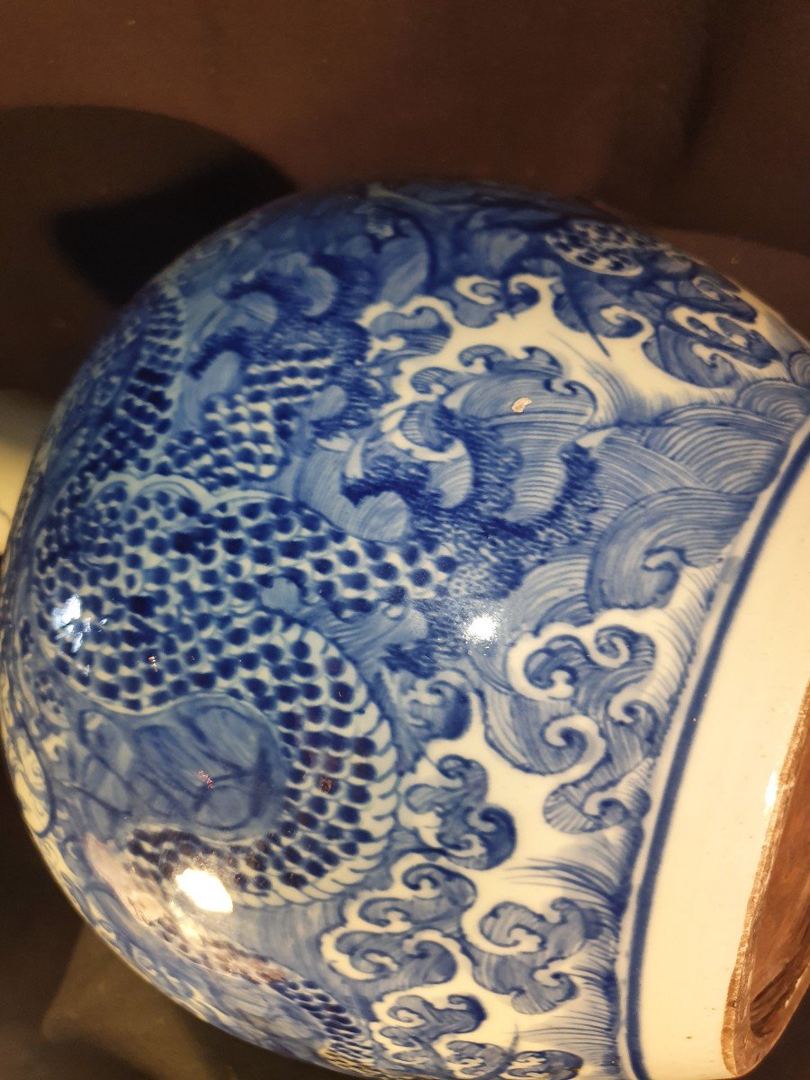 Blue And White China Porcelain Vase, Dragons-photo-2