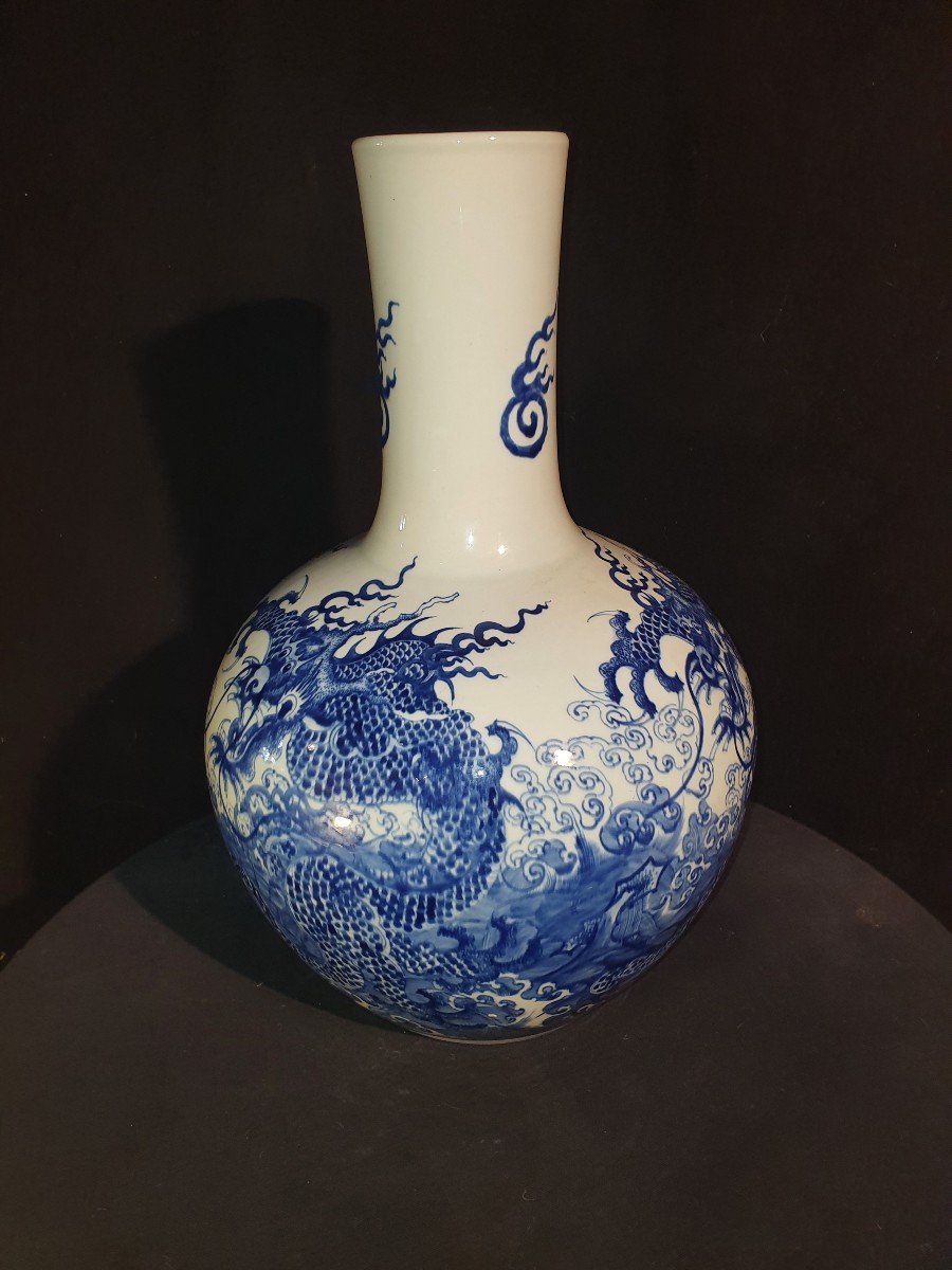 Blue And White China Porcelain Vase, Dragons-photo-1