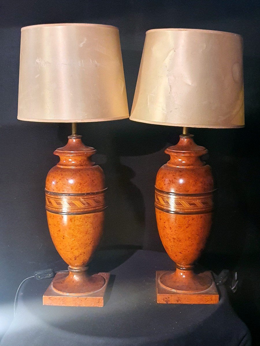 Pair Of Marble Lamps, Art Deco.-photo-2