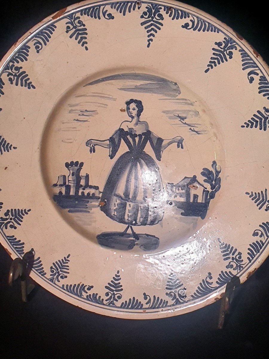 Dish Plate Italy Catalonia XVIII, Feminine Decor.-photo-3