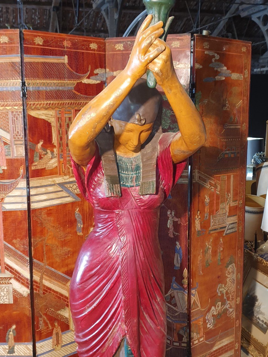 Egyptian Sculpture Life Size Torchiere Lamp.-photo-3