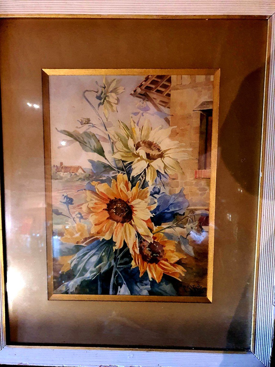 Paire De Tableaux Fleurs  J Murat. -photo-2