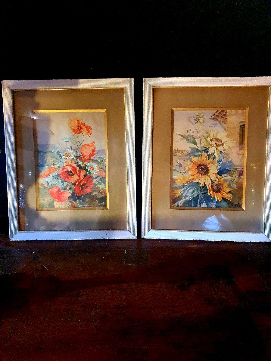 Pair Of J Murat Flower Paintings.