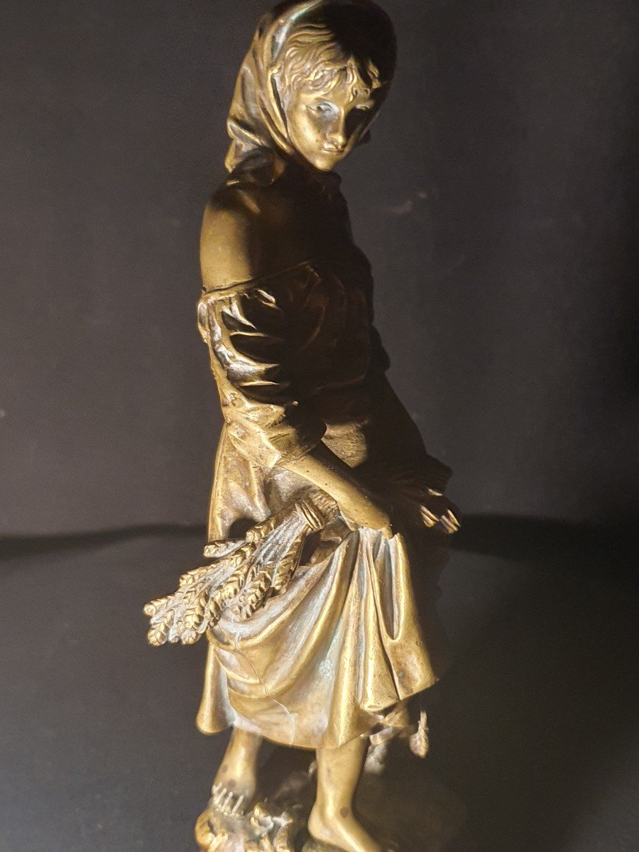 Bronze Sculpture Eutrope Bouret, Jeune Fille. -photo-4