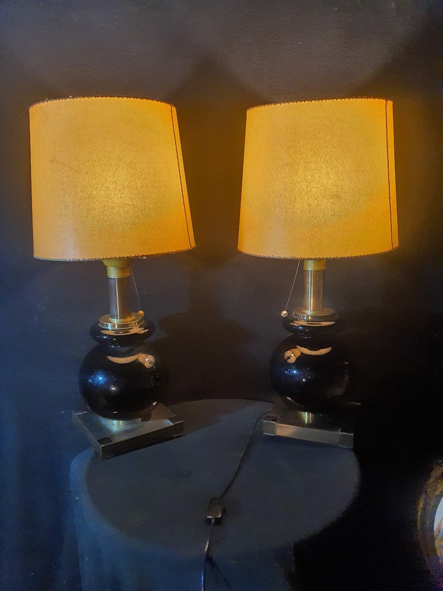 Paire De Grandes Lampes  Vintage Lumica Goût Willy Rizzo.-photo-2