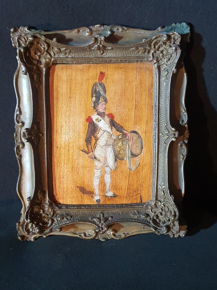 Tableau Grenadier Empire, tambour musicien,école E Detaille, XIX siècle. -photo-1