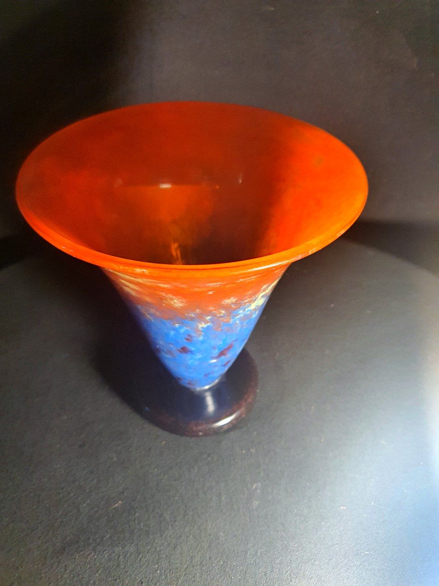 Schneider Art Deco Glass Paste Tulip Vase.-photo-3