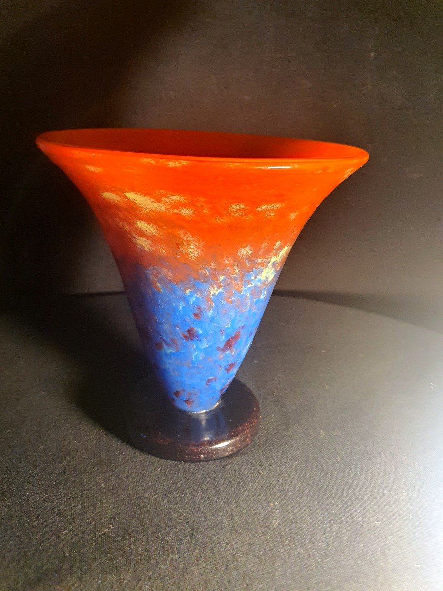 Schneider Art Deco Glass Paste Tulip Vase.-photo-4