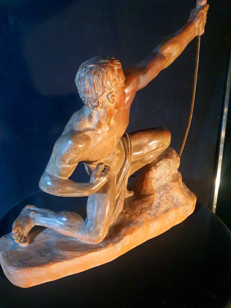 Terracotta Sculpture, The Archer, Art Deco G Gori.-photo-4