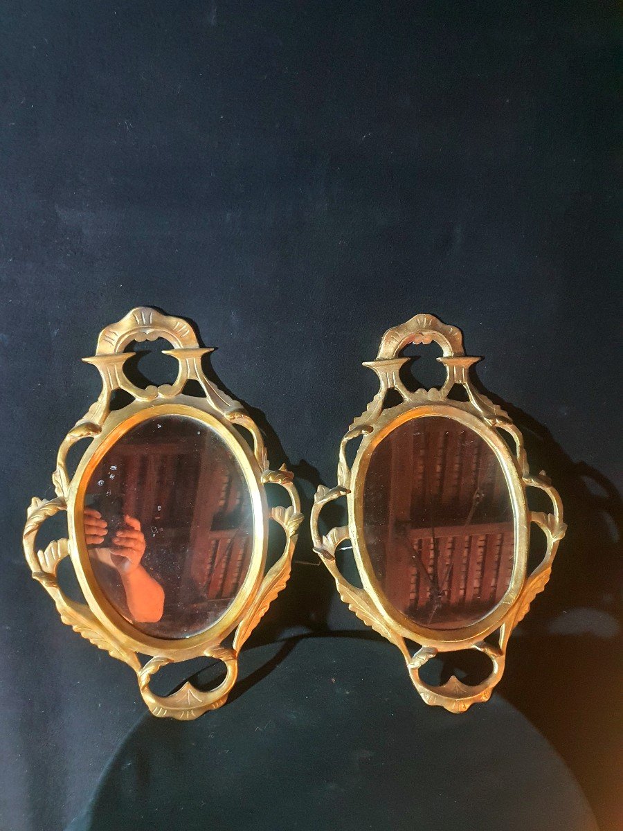 Paire De Miroirs  Bois Doré Baroque XVIII Siècle, Italie.-photo-2