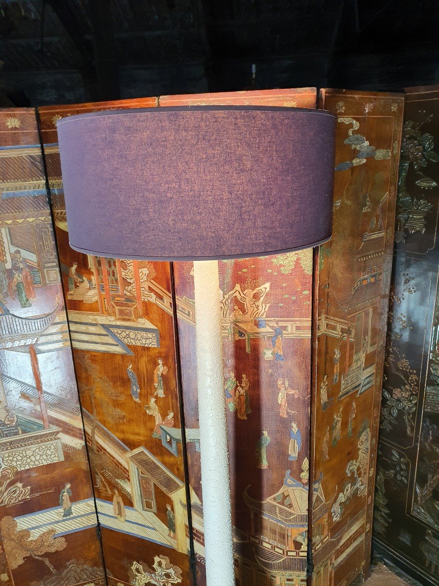 Art Deco Golden Wood Floor Lamp Attributed Dominique.-photo-4
