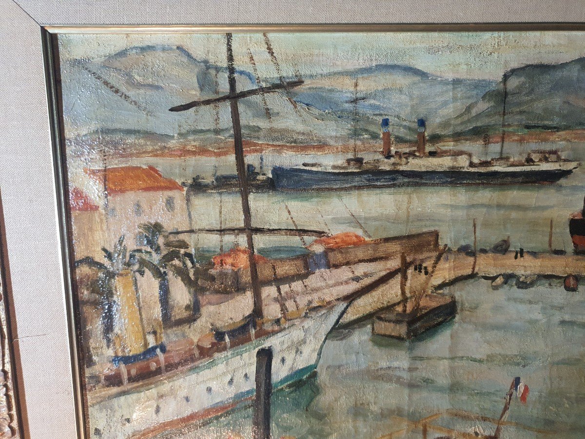 Tableau Gaudet Raymond, Port Méditerranée Sète Marseille Alger école A Marquet. .-photo-1