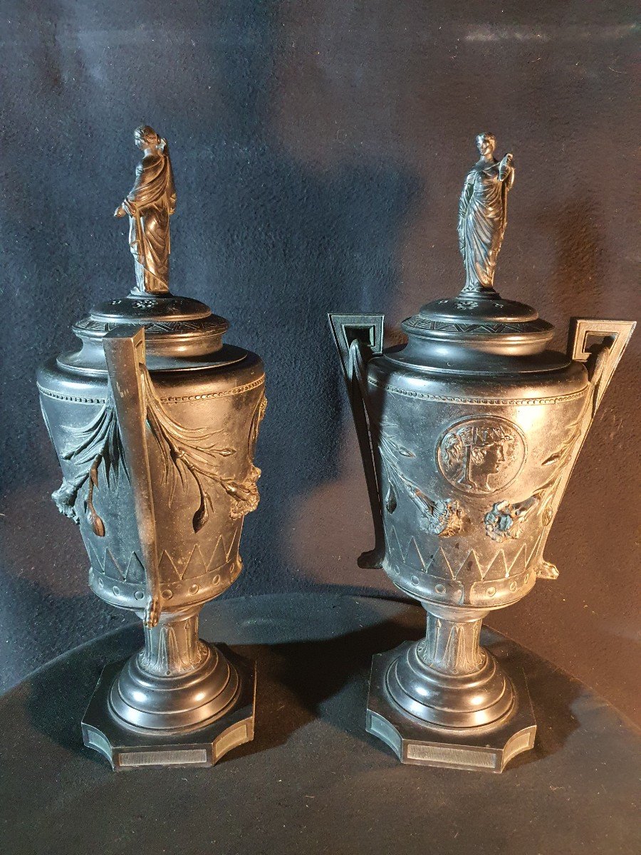 Pair Of Cassolettes, Antique Urns, Neo Classics.-photo-3